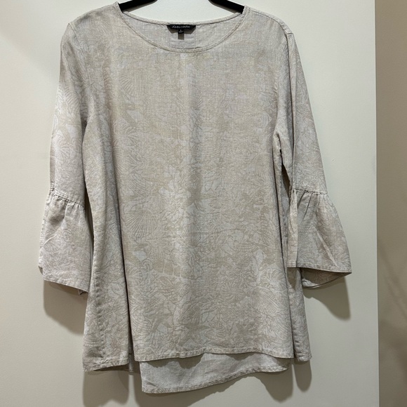 John . Mark 🦋 Linen 3/4 sleeve top - Picture 1 of 10